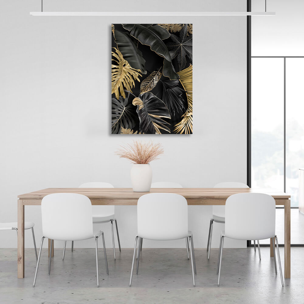 Light gray with dark gray tones and yellow elements Abstraction Canvas Wall Art Print