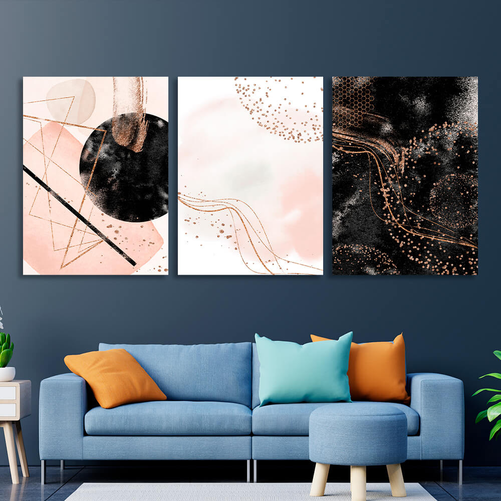 Modular black-powder abstract Multi Panel Canvas Wall Art Print