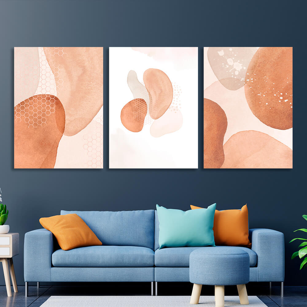 Modular beige abstract Multi Panel Canvas Wall Art Print