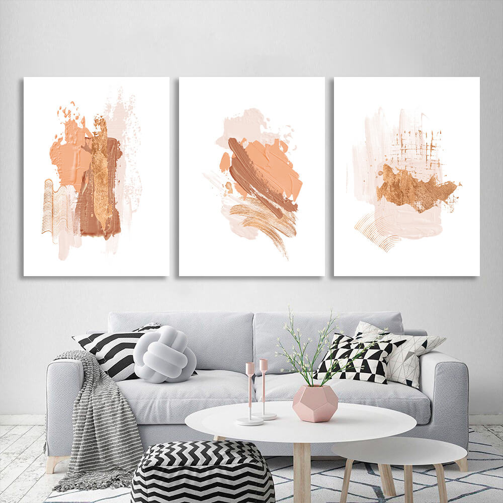 Modular beige strokes Multi Panel Canvas Wall Art Print