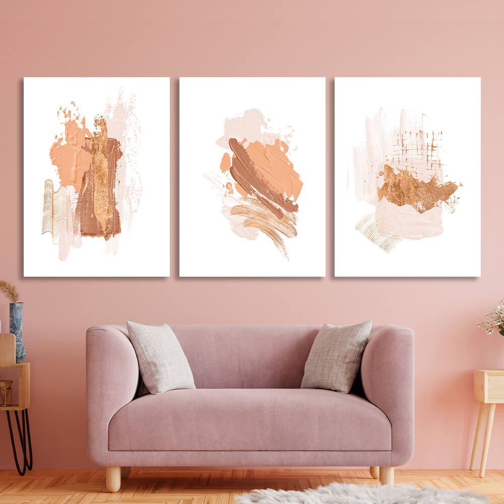 Modular beige strokes Multi Panel Canvas Wall Art Print