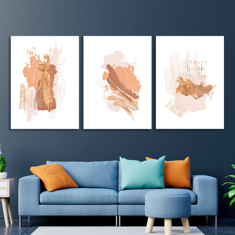 Modular beige strokes Multi Panel Canvas Wall Art Print