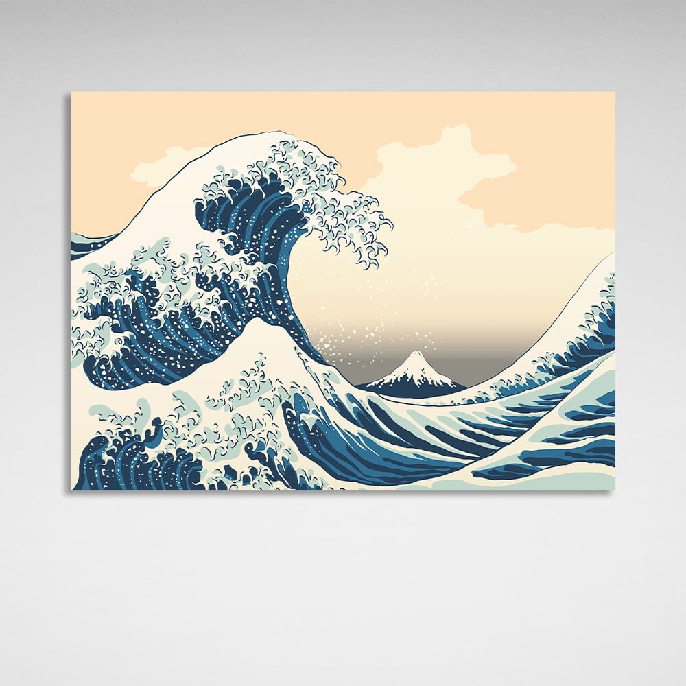 A big wave in Kanagawa in Japanese style Canvas Wall Art Print