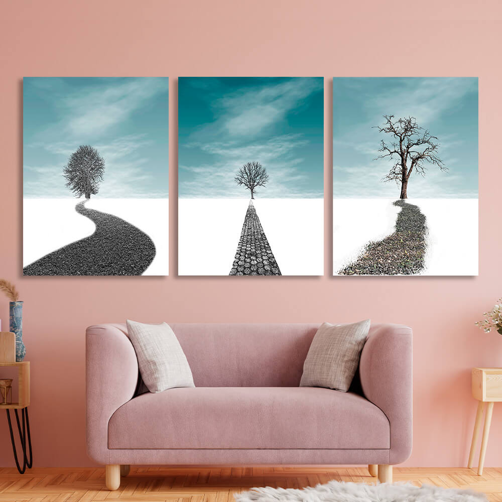 Modular path and trees Multi Panel Canvas Wall Art Print