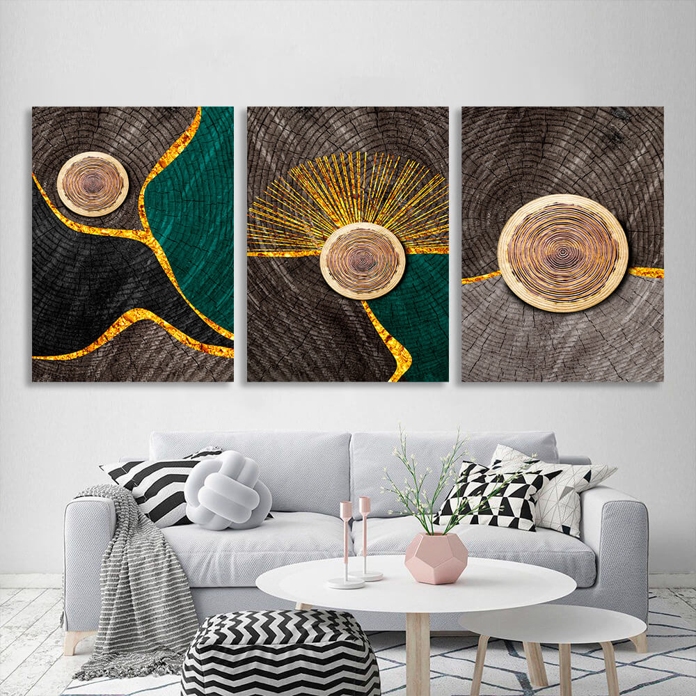 Modulare Abstraktion in goldenen dunklen und grauen Farbtönen Multi Panel Canvas Wand Kunstdruck