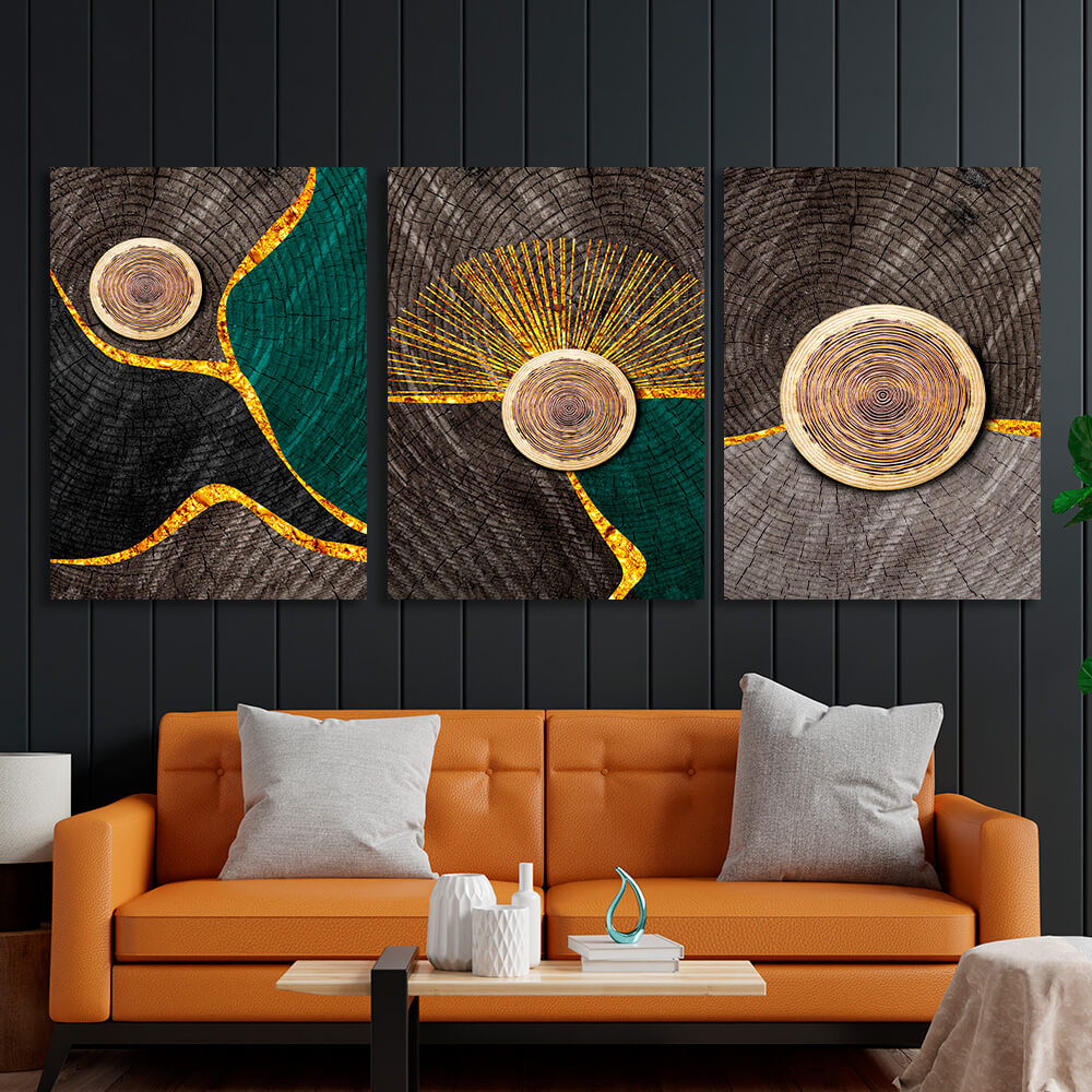 Modulare Abstraktion in goldenen dunklen und grauen Farbtönen Multi Panel Canvas Wand Kunstdruck