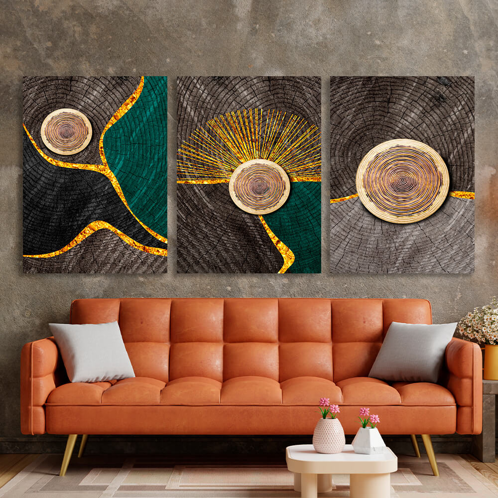 Modulare Abstraktion in goldenen dunklen und grauen Farbtönen Multi Panel Canvas Wand Kunstdruck