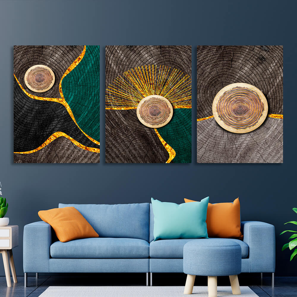 Modulare Abstraktion in goldenen dunklen und grauen Farbtönen Multi Panel Canvas Wand Kunstdruck