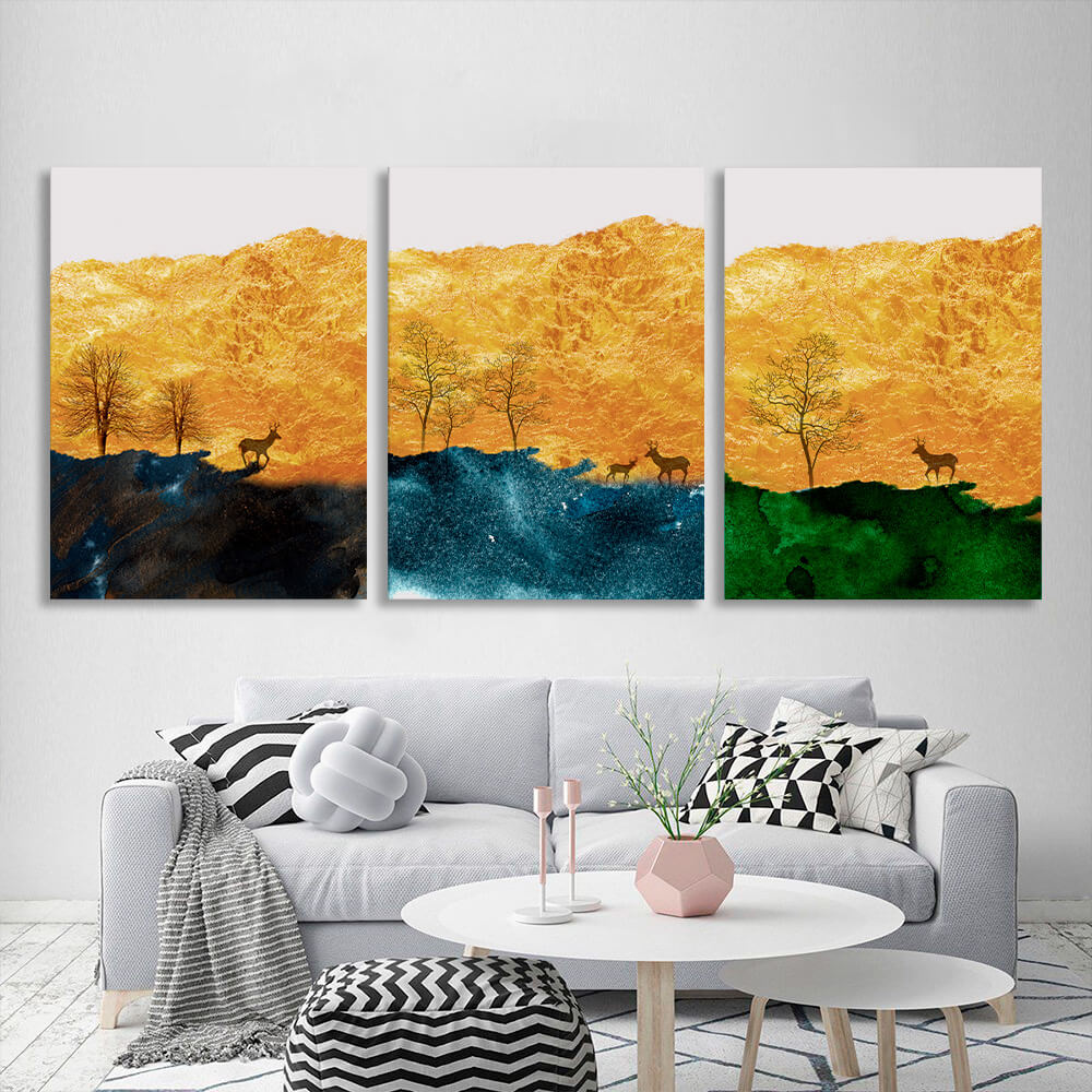 Modular tricolor abstract Multi Panel Canvas Wall Art Print