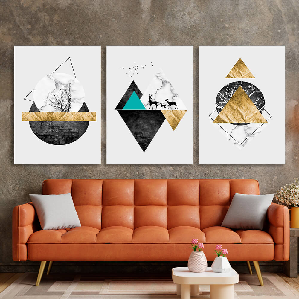 Modular multicolor geometric abstraction Multi Panel Canvas Wall Art Print