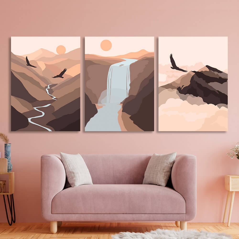 Modular mountain abstraction Multi Panel Canvas Wall Art Print