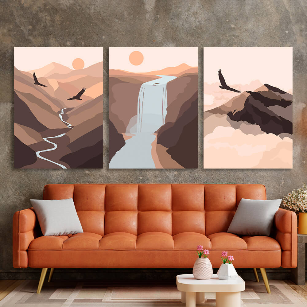 Modular mountain abstraction Multi Panel Canvas Wall Art Print