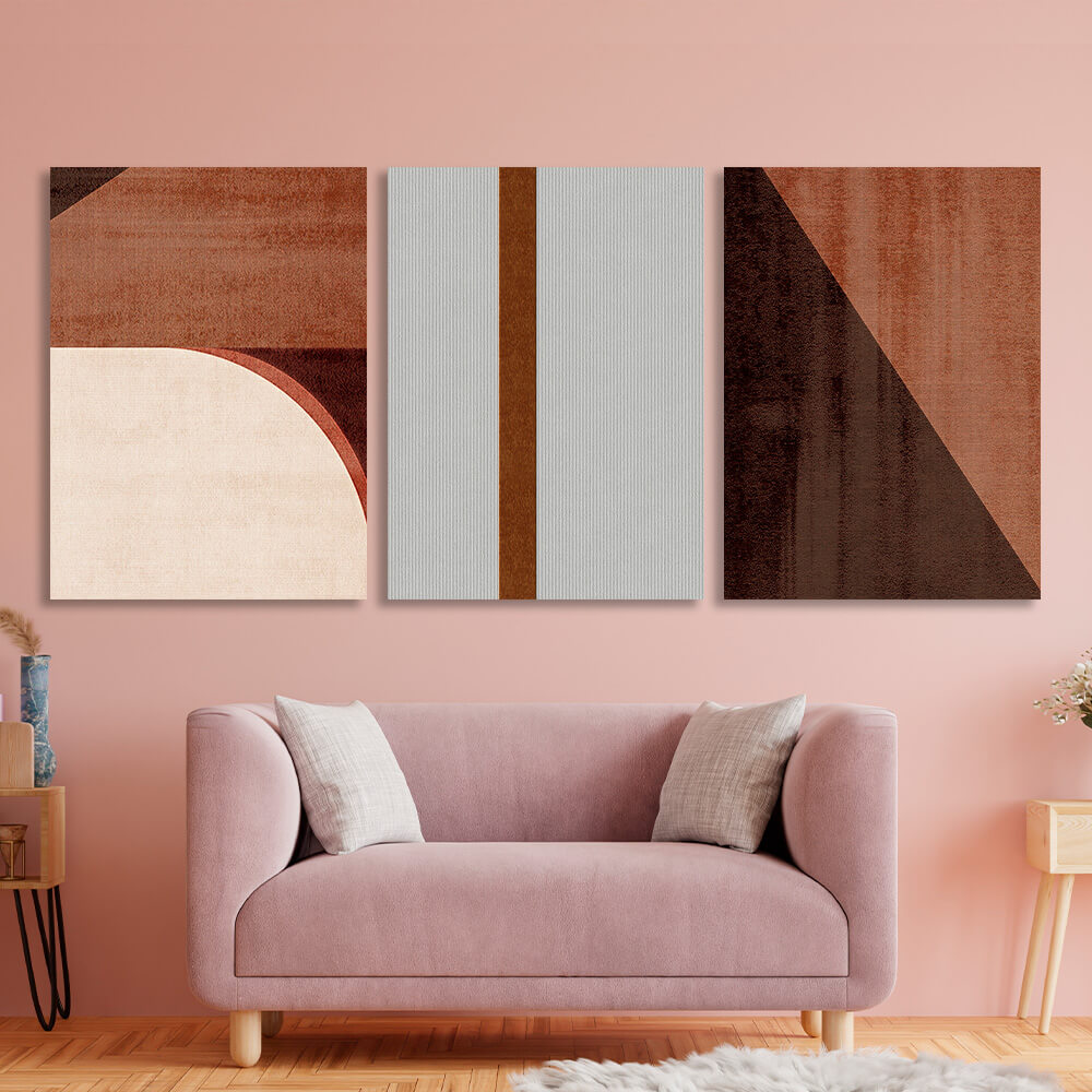 Modular abstract with a distinct brown color. Multi Panel Canvas Wall Art Print