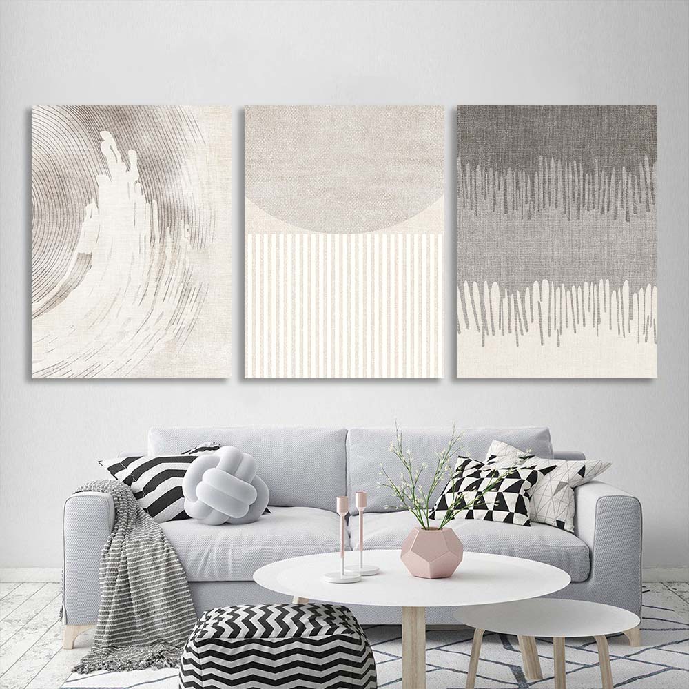 Modular abstraction in pale shades Multi Panel Canvas Wall Art Print