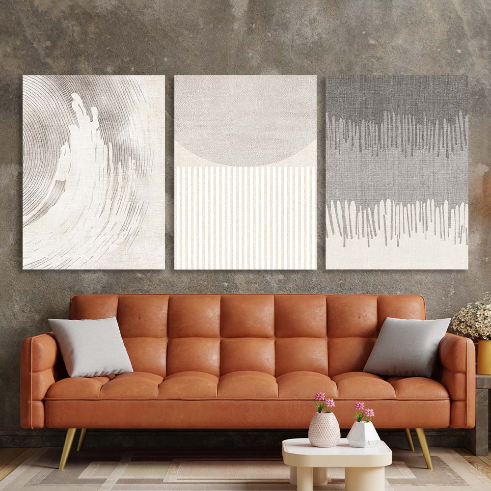 Modular abstraction in pale shades Multi Panel Canvas Wall Art Print