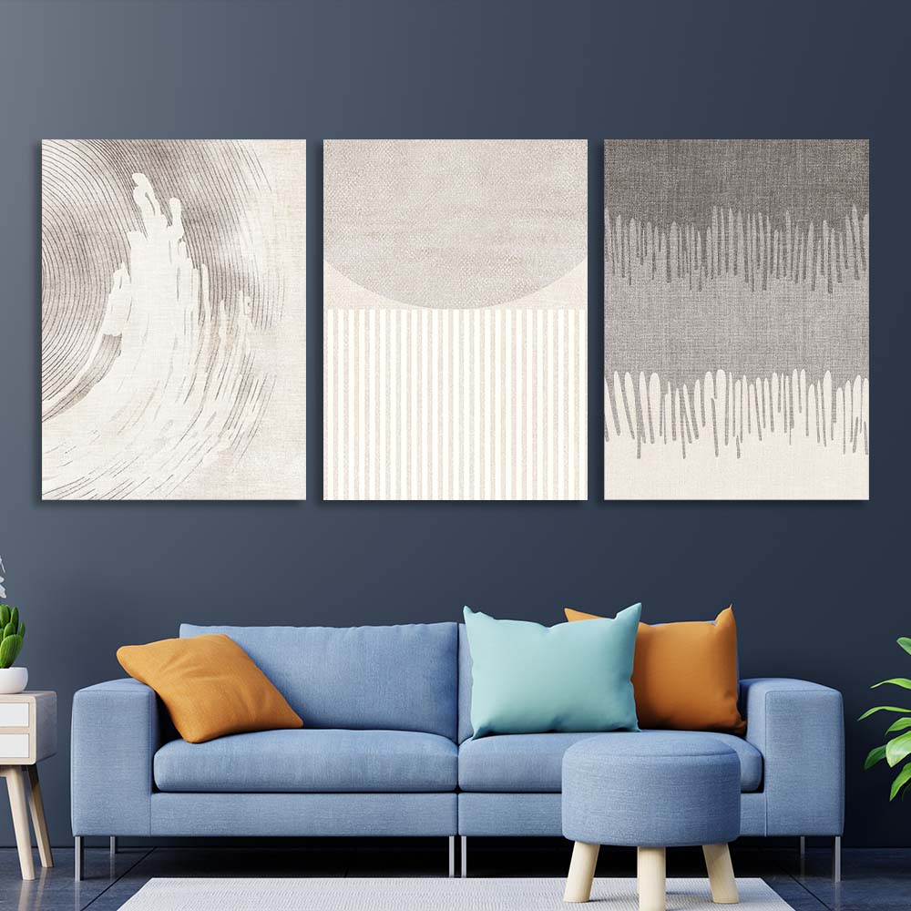 Modular abstraction in pale shades Multi Panel Canvas Wall Art Print