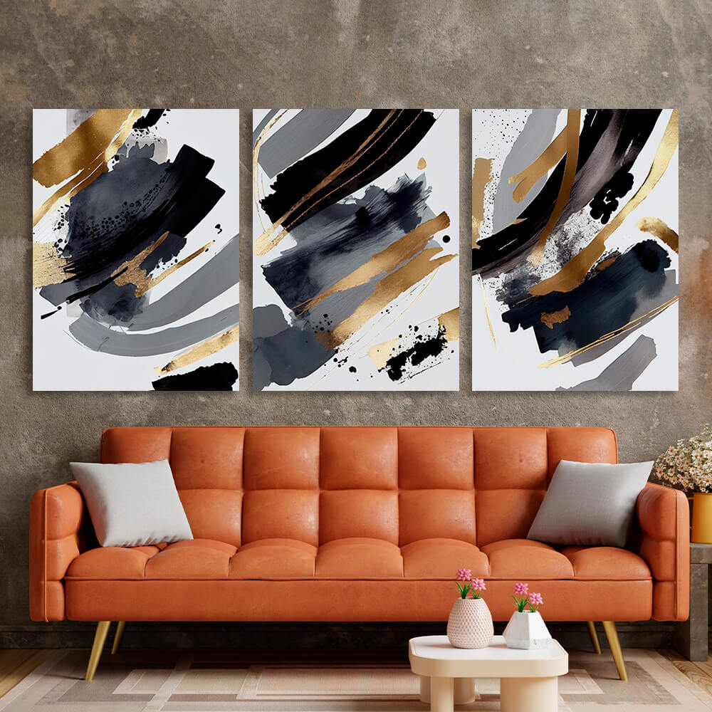 Modular dark abstract on a white background Multi Panel Canvas Wall Art Print