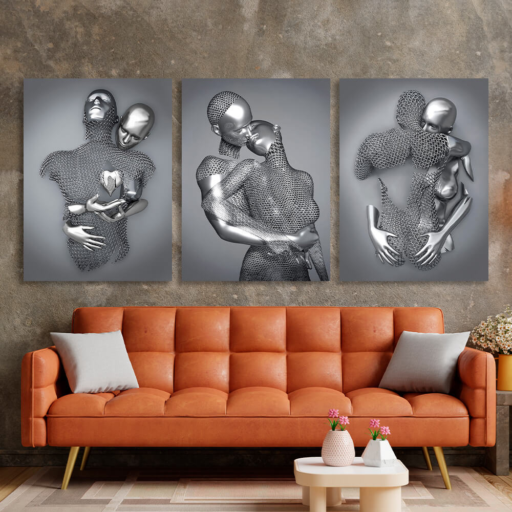 Modular for the bedroom silver statues Multi Panel Canvas Wall Art Print