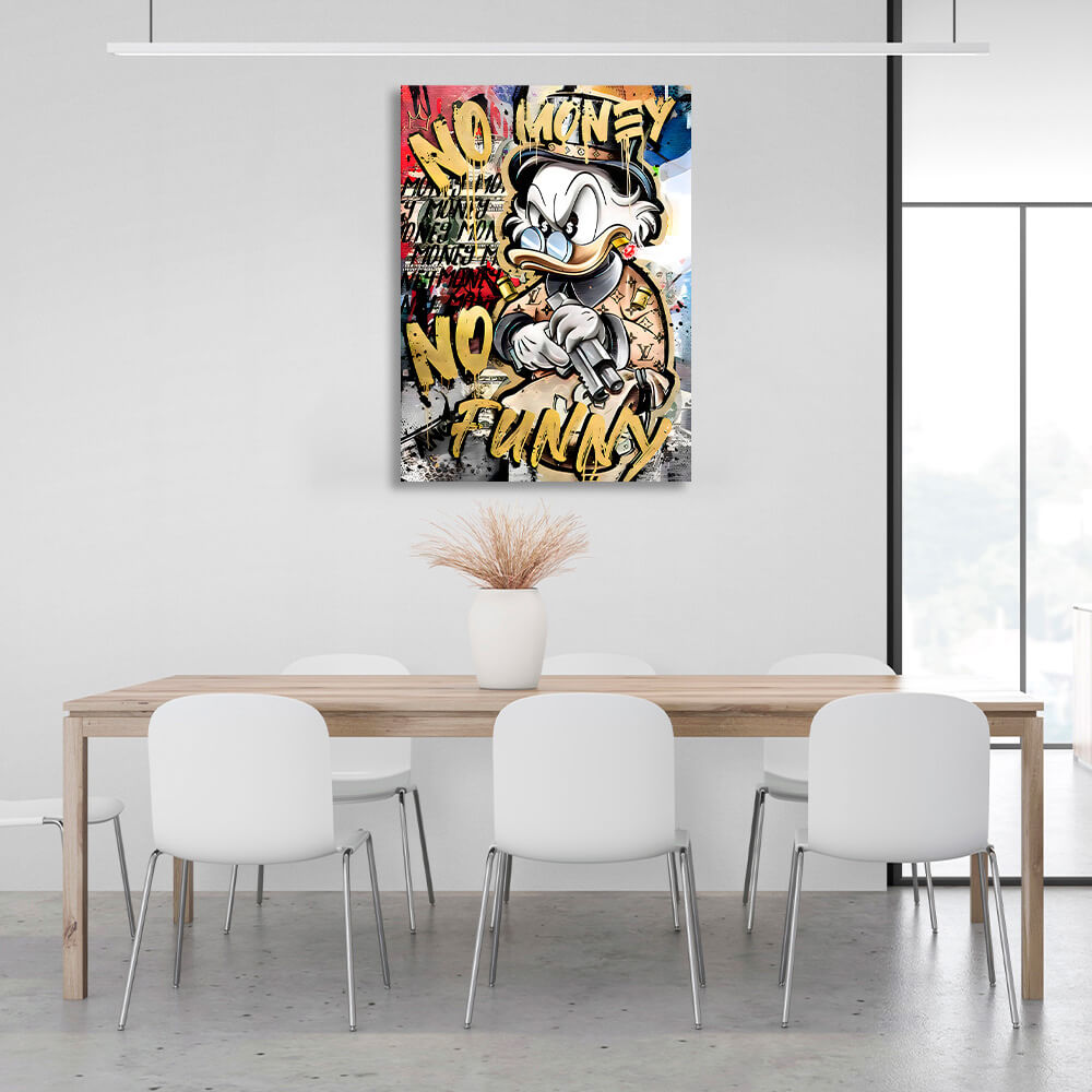 Scrooge imitating a graffiti drawing Inspirational Canvas Wall Art Print