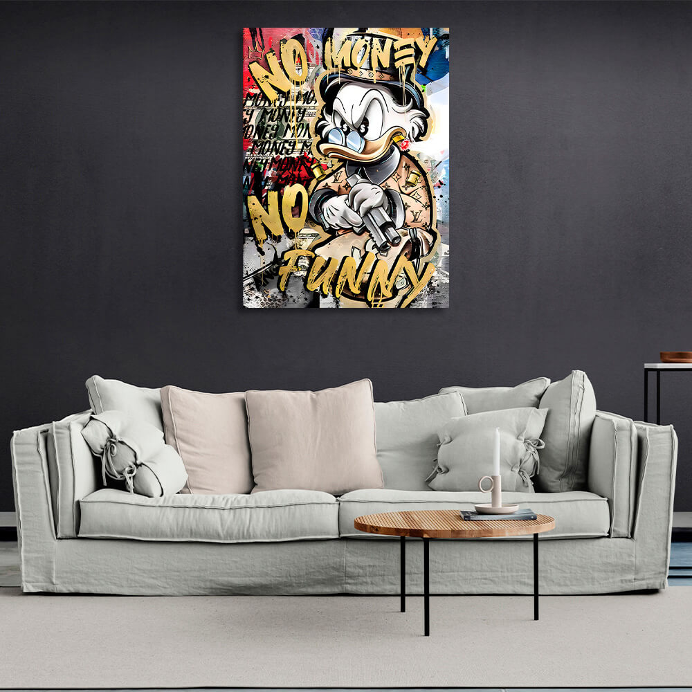 Scrooge imitating a graffiti drawing Inspirational Canvas Wall Art Print