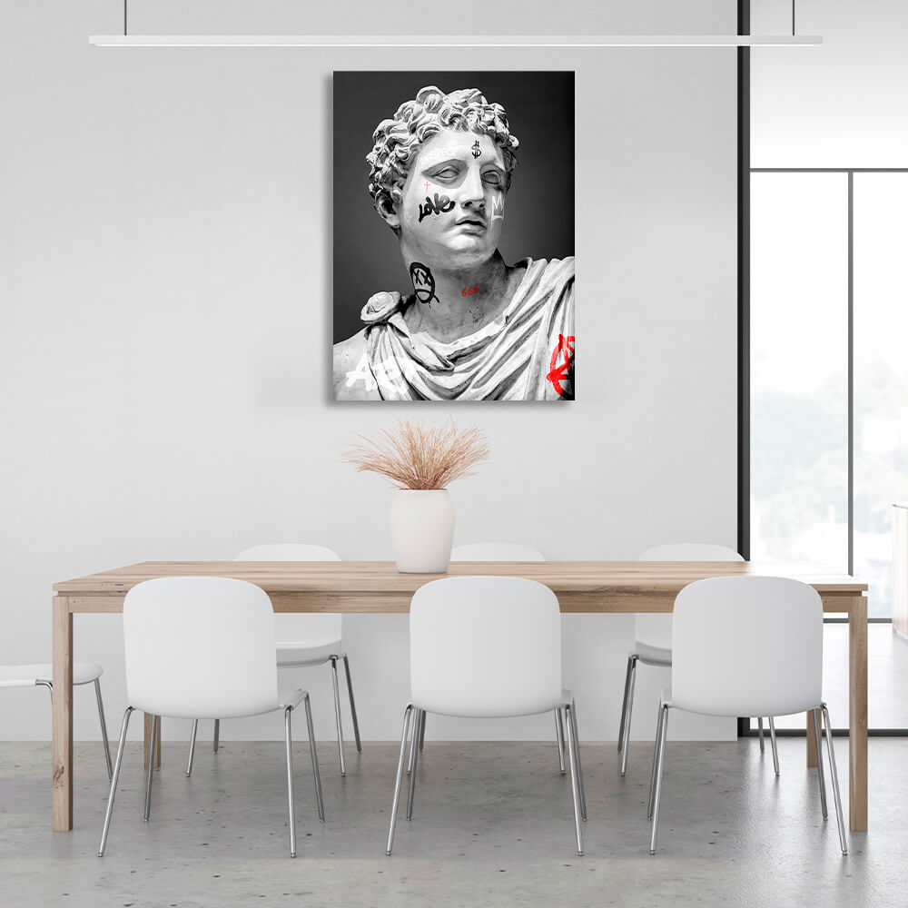 Greek sculpture statue on a gray background Canvas Wall Art Print