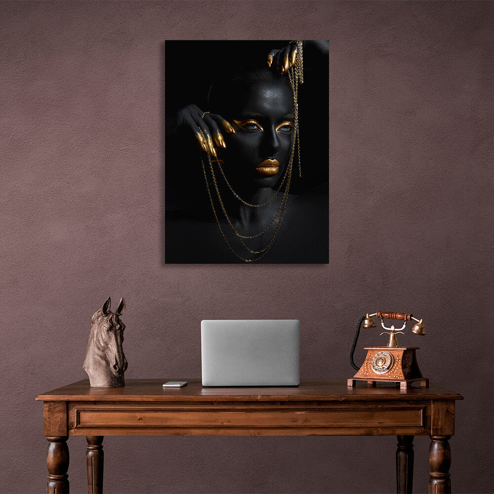 A Negro woman with gold makeup Canvas Wall Art Print