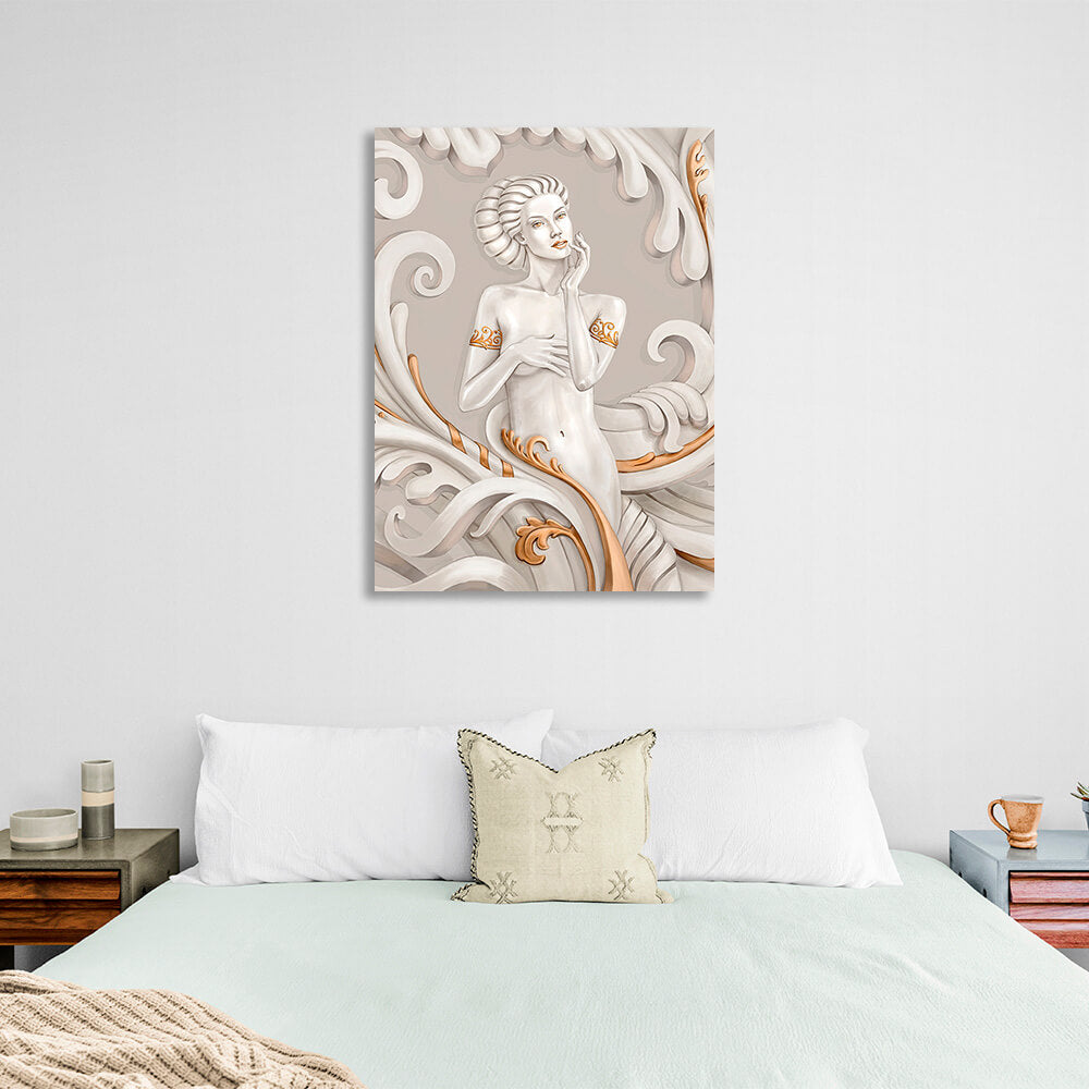 An open woman with gold details Canvas Wall Art Print