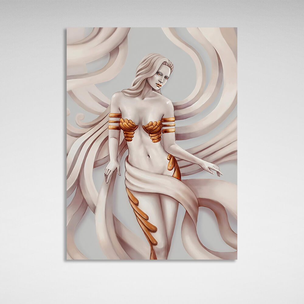 Revealing woman with a golden bust Canvas Wall Art Print