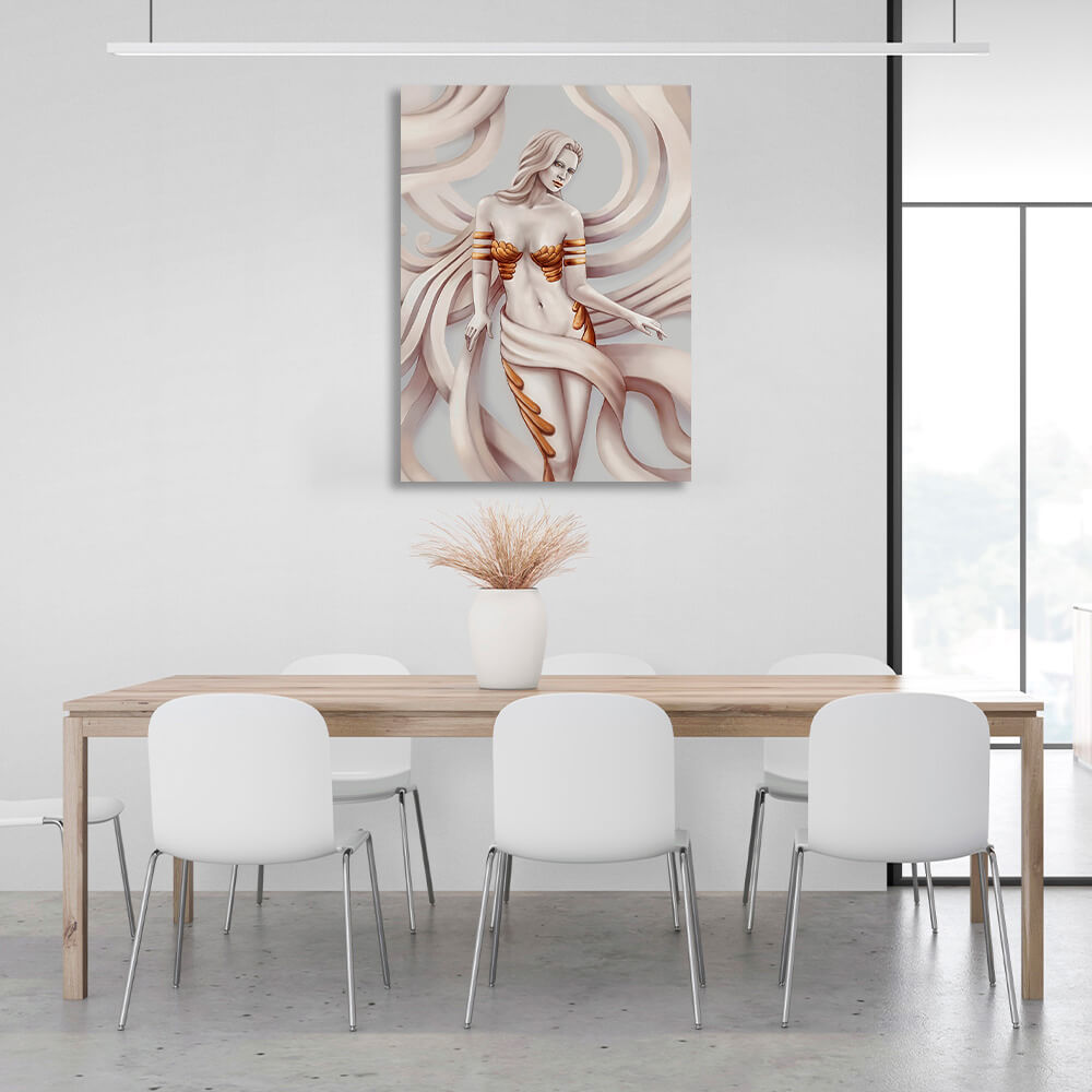 Revealing woman with a golden bust Canvas Wall Art Print