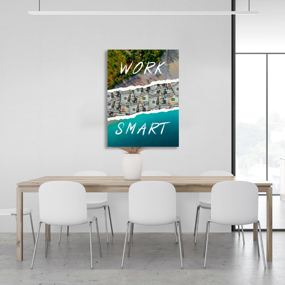 Leinwandbild „Work Smart“, motivierend, Wandbild