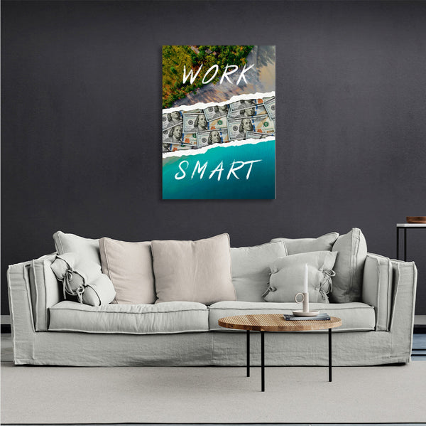 Work Smart Motivational Canvas Wall Art Print