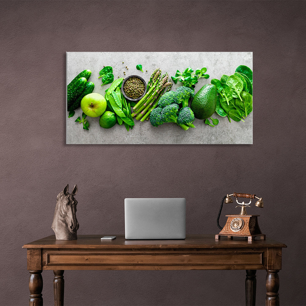 Apple, cucumber, cabbage Canvas Wall Art Print For Kitchen