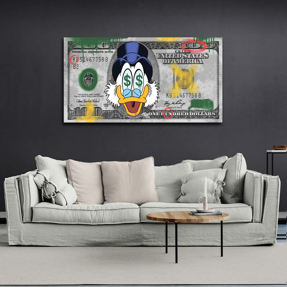 Scrooge Dollar Inspirierender Leinwand-Kunstdruck