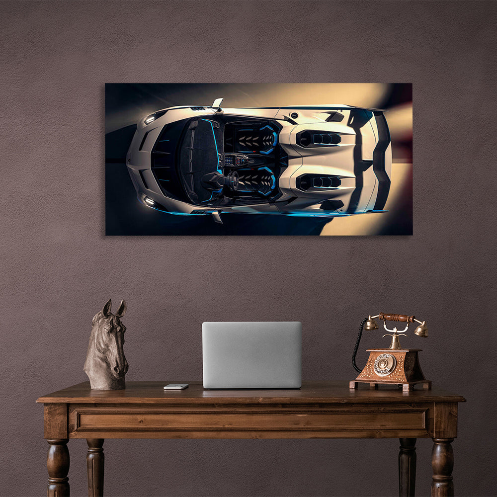 Car White Lamborghini Canvas Wall Art Print