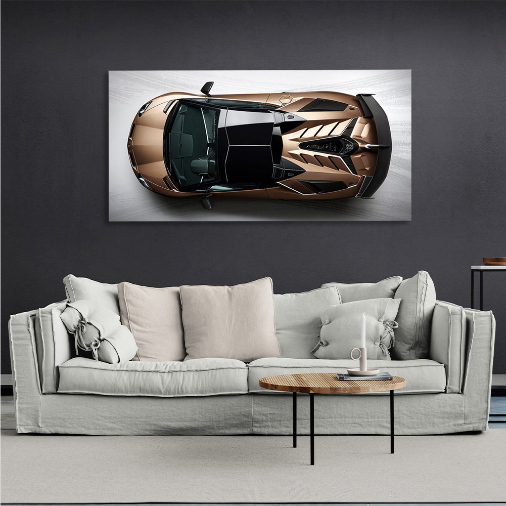 The car is a brown Lamborghini Canvas Wall Art Print