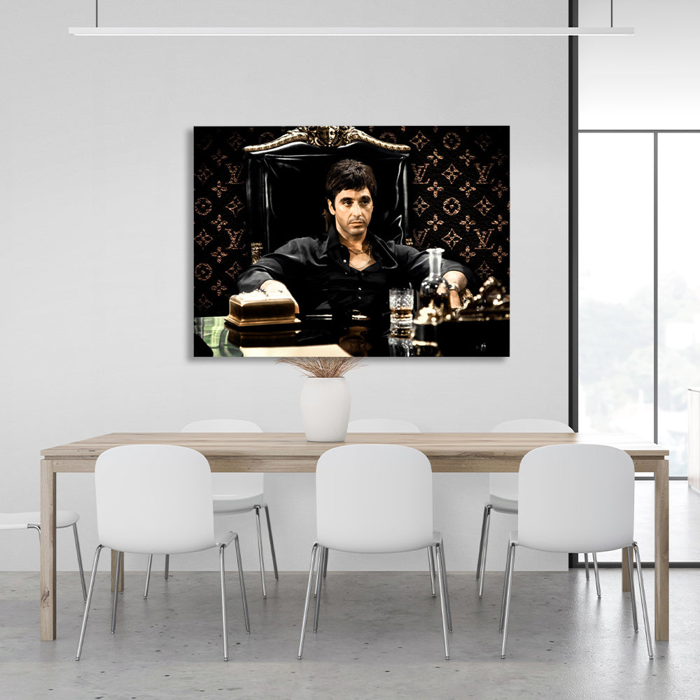 Kunstdruck auf Leinwand „Scarface im Stuhl“