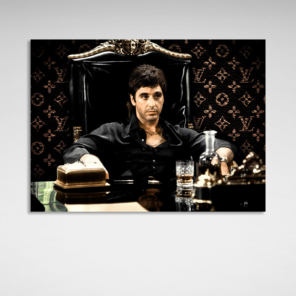 Scarface in the chair Canvas Wall Art Print