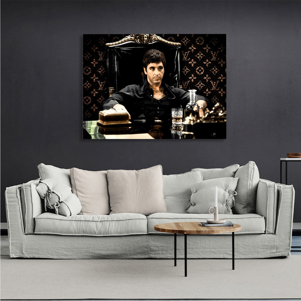 Kunstdruck auf Leinwand „Scarface im Stuhl“