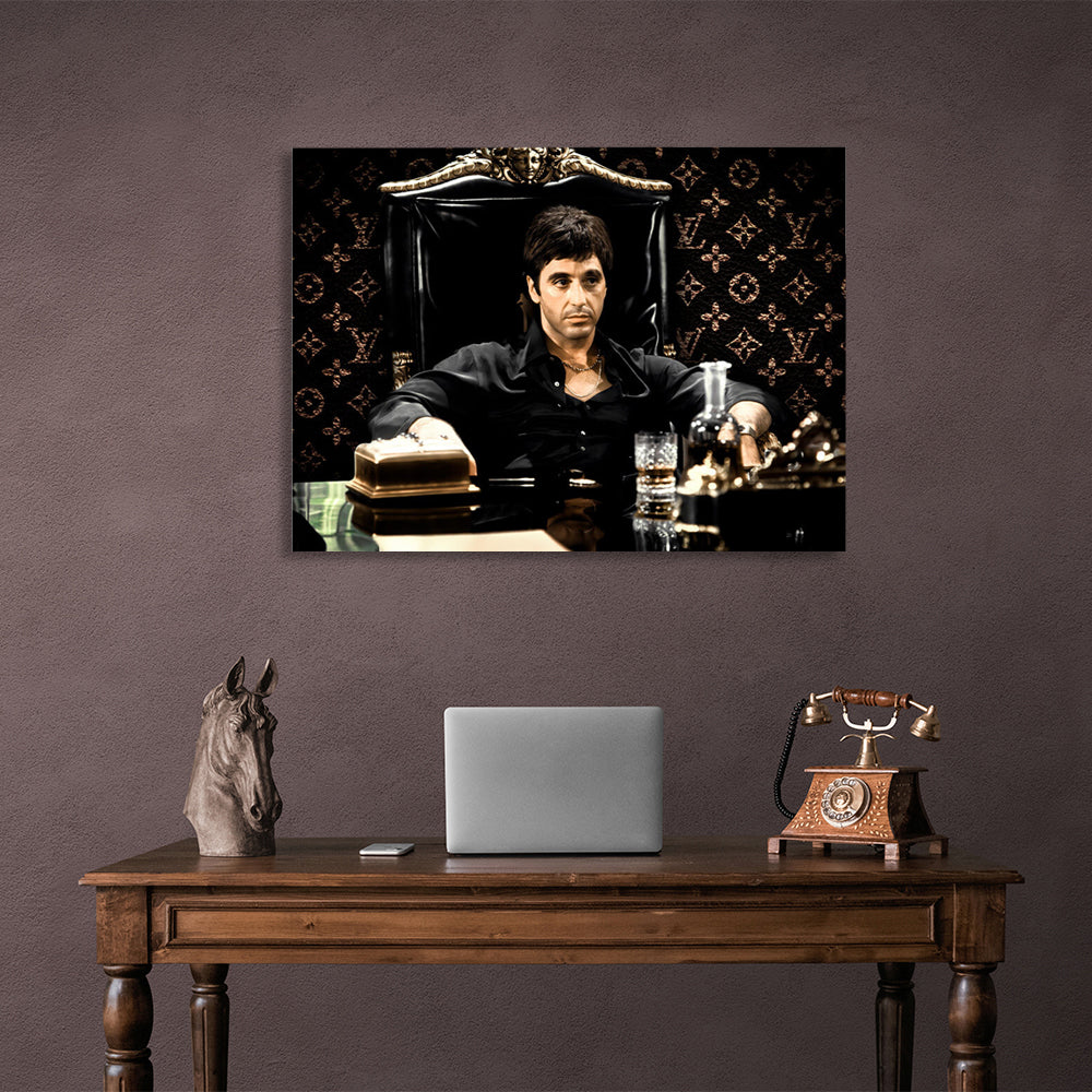 Kunstdruck auf Leinwand „Scarface im Stuhl“