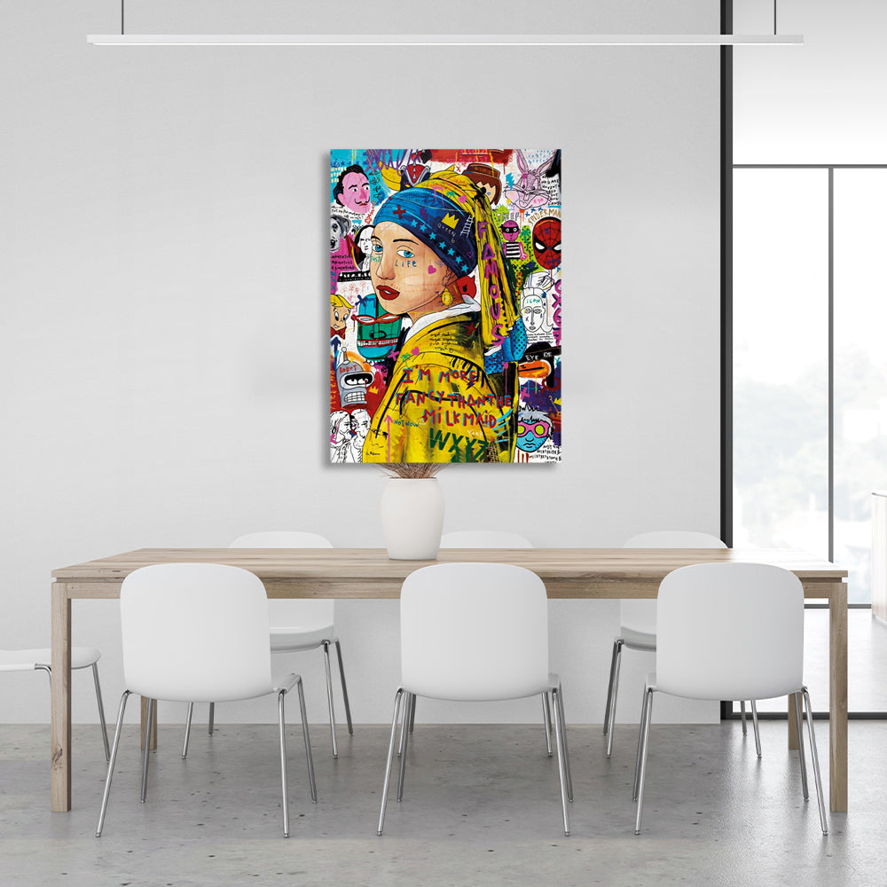 The girl with the pearl earring graffiti. Canvas Wall Art Print