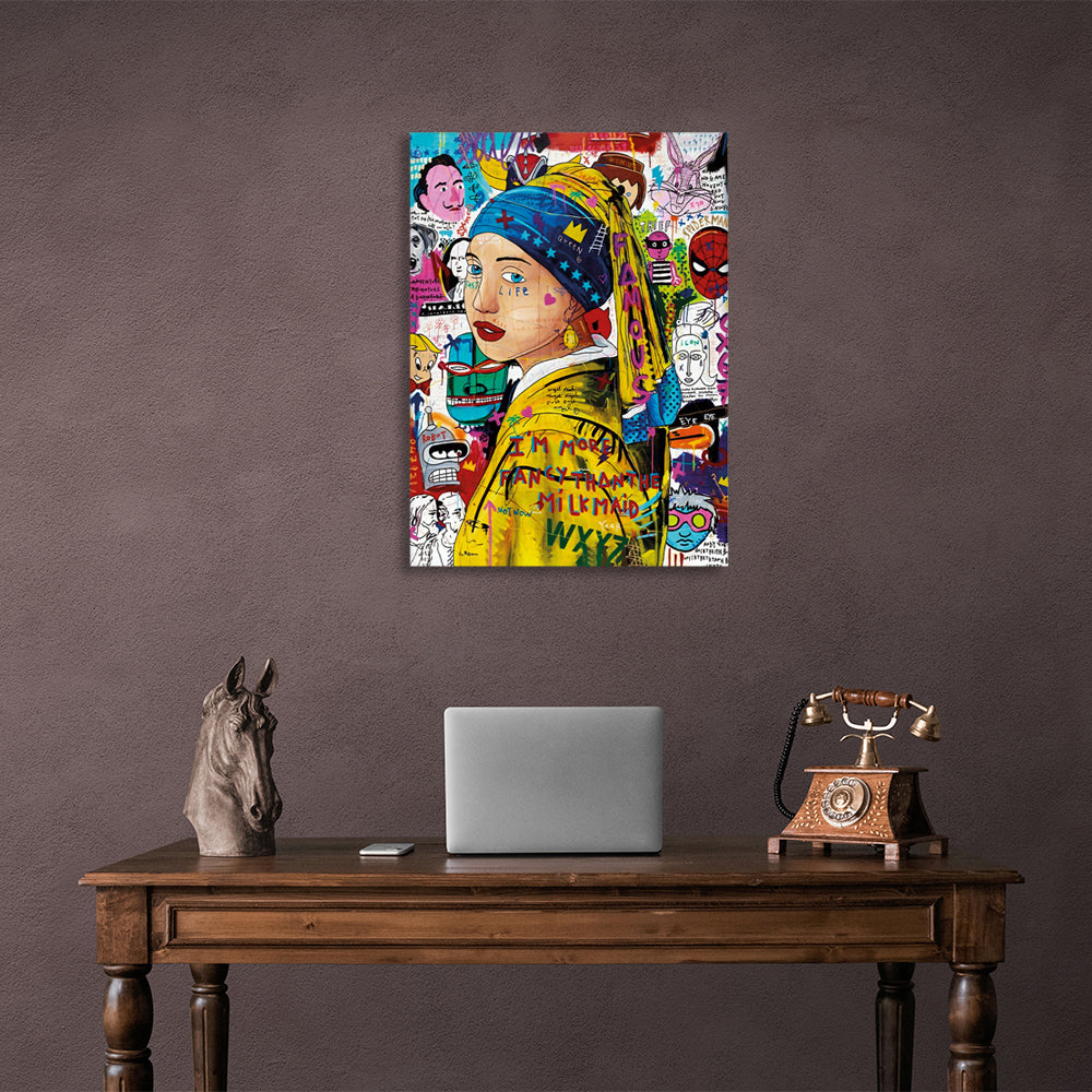 The girl with the pearl earring graffiti. Canvas Wall Art Print