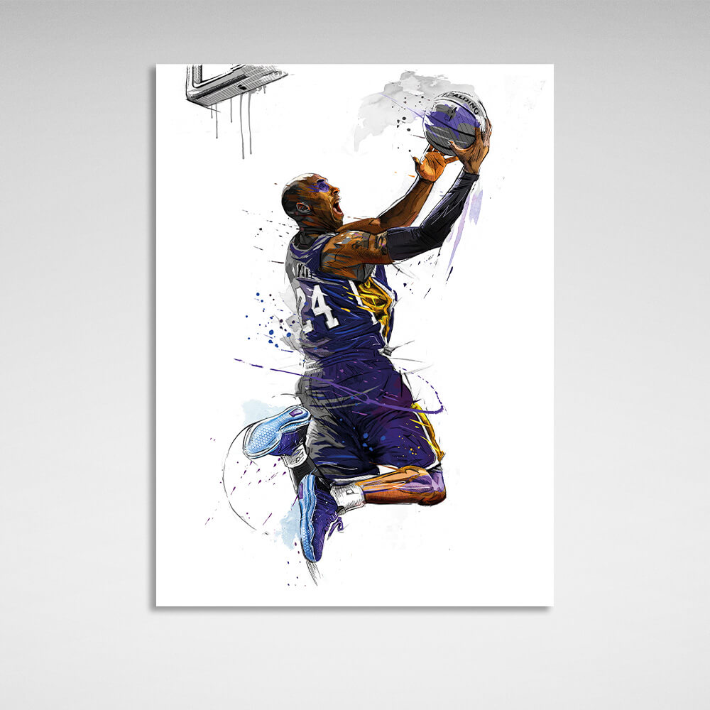 Kunstdruck auf Leinwand, Basketballspieler Kobe Bryant von den Los Angeles Lakers