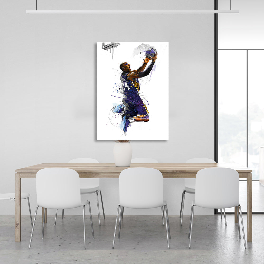 Kunstdruck auf Leinwand, Basketballspieler Kobe Bryant von den Los Angeles Lakers