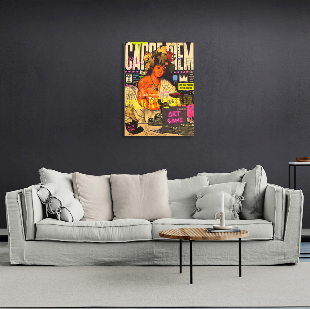 Bacchus Dionysus graffiti Motivational Canvas Wall Art Print