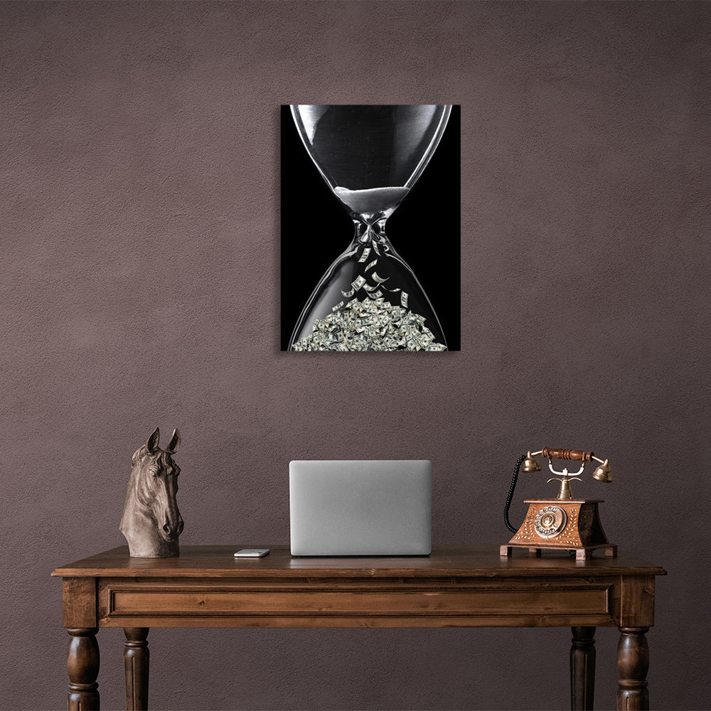 Hourglass money Inspirational Canvas Wall Art Print