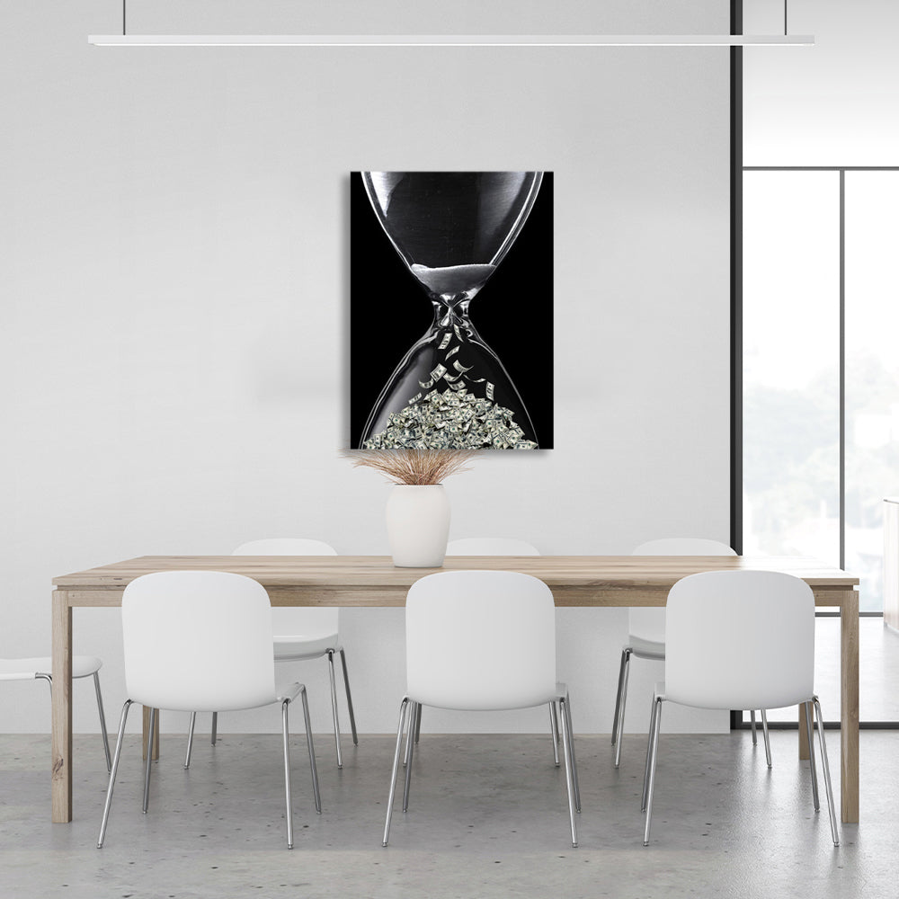 Hourglass money Inspirational Canvas Wall Art Print