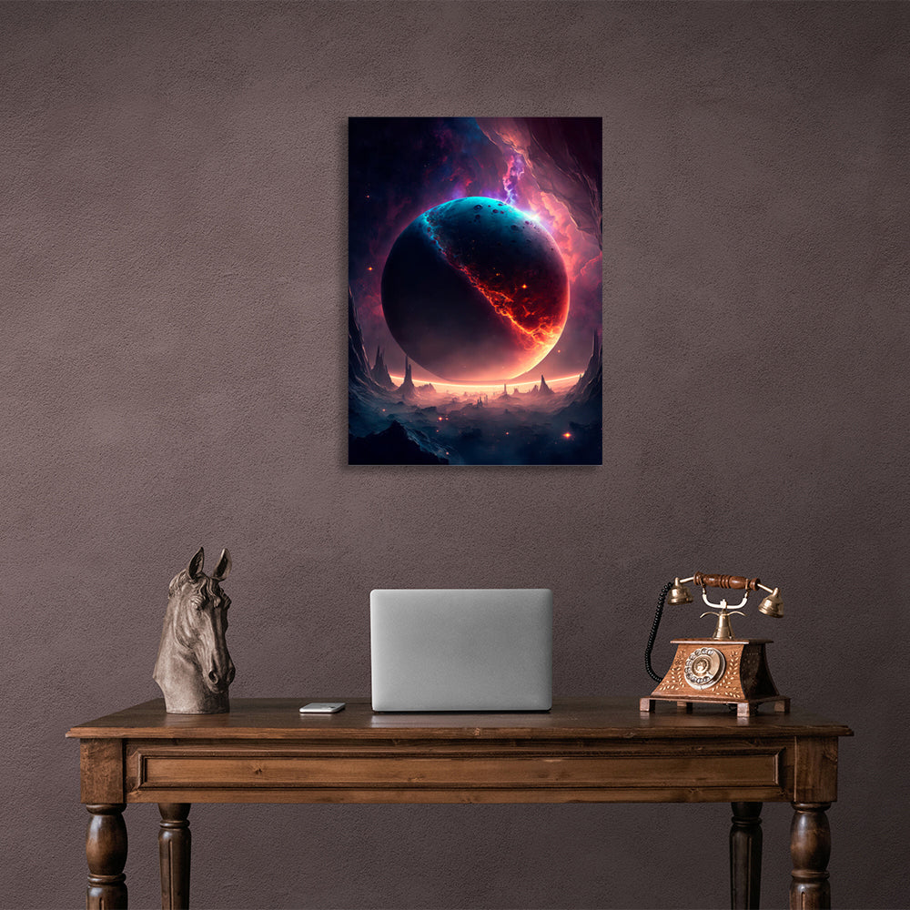 Lila Planet Weltraum Leinwand Kunstdruck