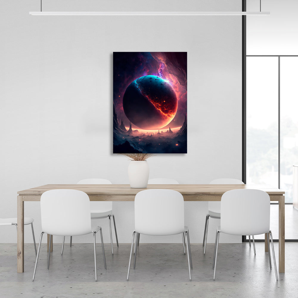 Lila Planet Weltraum Leinwand Kunstdruck