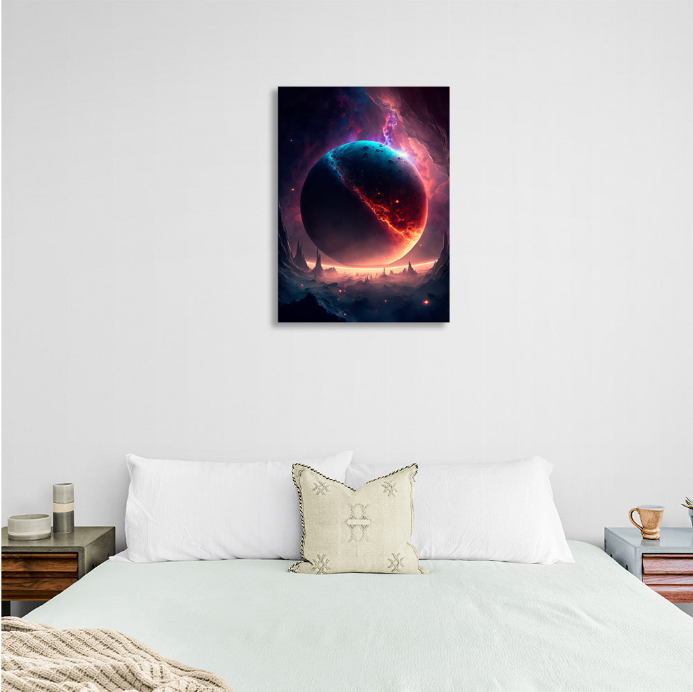 Lila Planet Weltraum Leinwand Kunstdruck