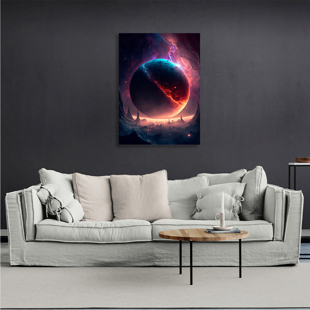 Lila Planet Weltraum Leinwand Kunstdruck